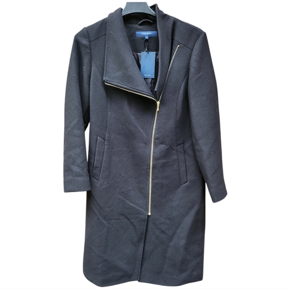 Cole Hahn Black Wool like coat 10 NWT - Picture 1 of 6